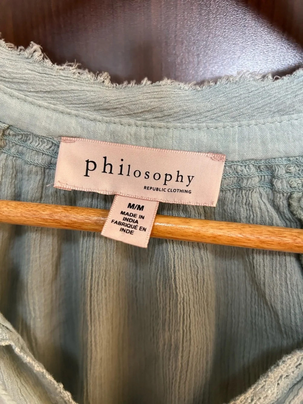 Philosophy Sage Green Embroidered Boho Blouse - Picture 3 of 4